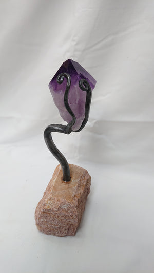 "Captured", Amythest crystal and iron sculpture