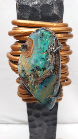 "Earring" sculpture with opal