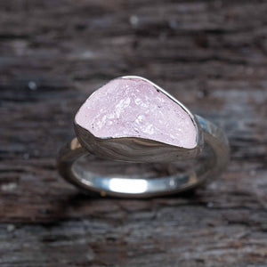 Handmade silver ring morganite pink stone